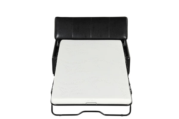 English Elm Twin Folding Ottoman Guest Sleeper Pu Leather Convertible Bed for Studio Apartments Black Pu WF307724AAB
