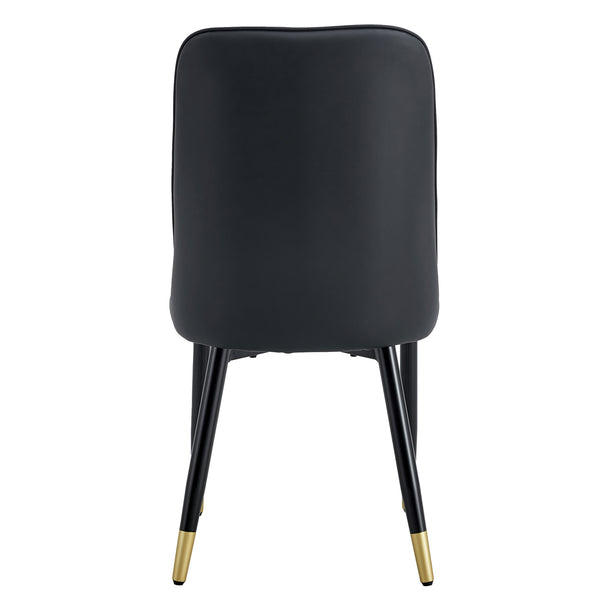 English Elm Modern Dining Chairs Set Of 8 - Elegant Black Pu Leather With Gold Accents, Perfect For Any Space W1151S03044