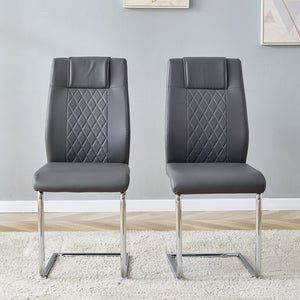English Elm Modern Dining Chairs Set of 6 Faux Leather Upholstered Seats with High-Density Foam & Metal Legs, Sleek Comfort Grey W115181773