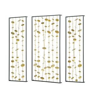 English Elm Set of 3 Iron Sculptural Wall Panels Gold Disc Cascade Art for Modern Living Spaces W2078130317