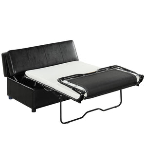 English Elm Twin Folding Ottoman Guest Sleeper Pu Leather Convertible Bed for Studio Apartments Black Pu WF307724AAB