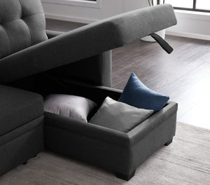 English Elm Upholstered Sleeper Sectional with Storage Chaise for Living Room or Studio B102P247101