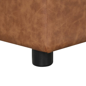 English Elm Twin Folding Ottoman Guest Sleeper Pu Leather Convertible Bed for Studio Apartments Brown WF307724AAD