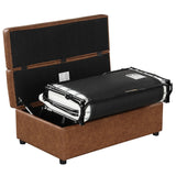 English Elm Twin Size Folding Ottoman Sleeper Bed With Mattress Convertible Guest Bed Brown