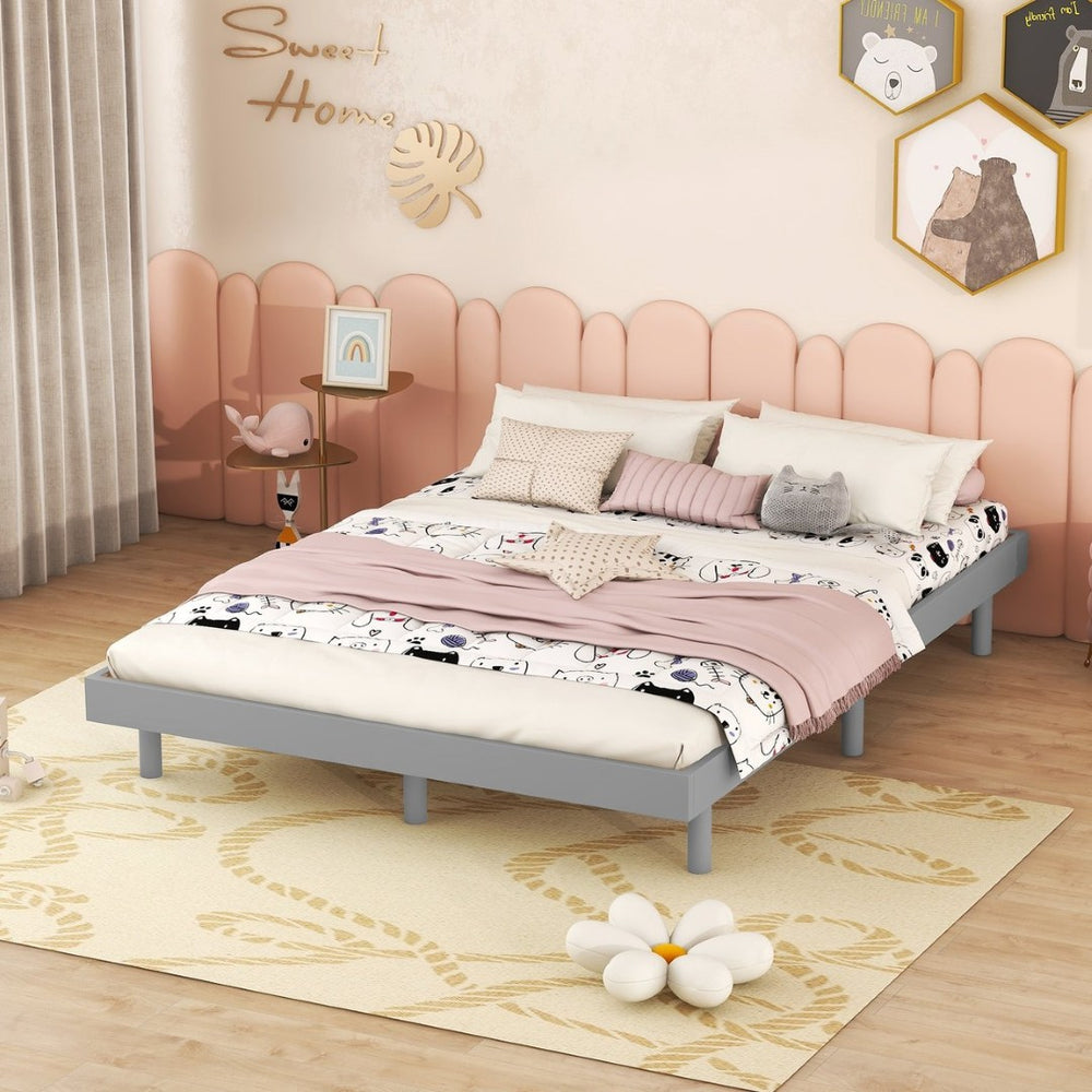 English Elm Modern Floating Twin Platform Bed Rubberwood Legs Low Profile Minimalist Frame W697123292