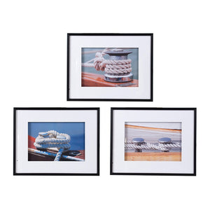 English Elm 30" Nautical Rope Knot Framed Print Set of 3 Black Gallery Wall Art Coastal Decor W2078130312