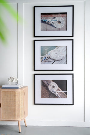 English Elm 30" Nautical Rope Knot Framed Print Set of 3 Black Gallery Wall Art Coastal Decor W2078130326