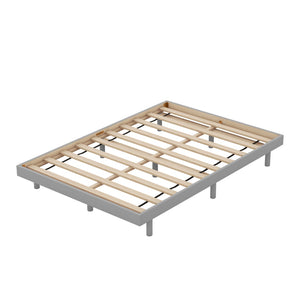 English Elm Modern Floating Twin Platform Bed Rubberwood Legs Low Profile Minimalist Frame W697123292