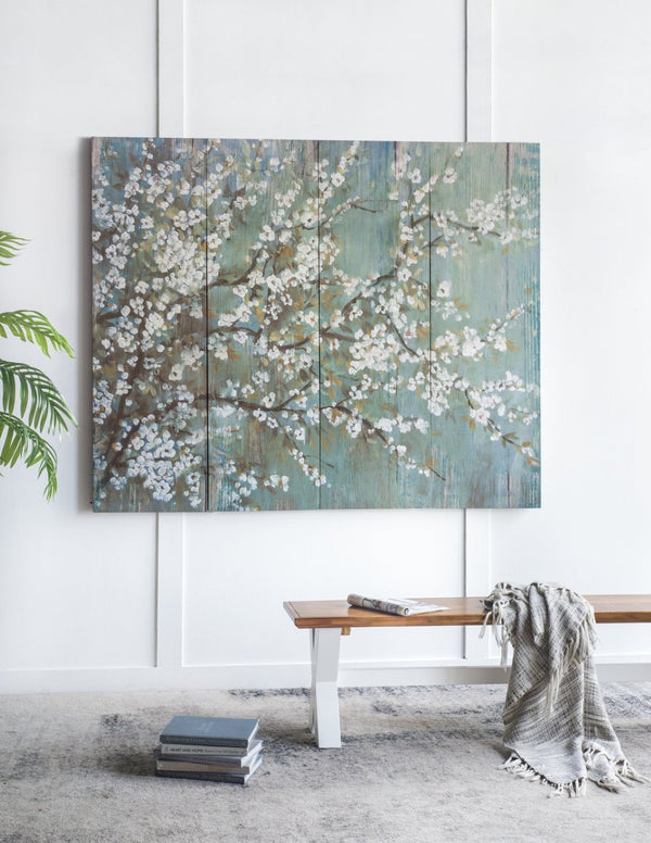 English Elm 18.5" Cherry Blossom Four Panel Canvas Wall Art Set for Living Room or Bedroom W2078130318