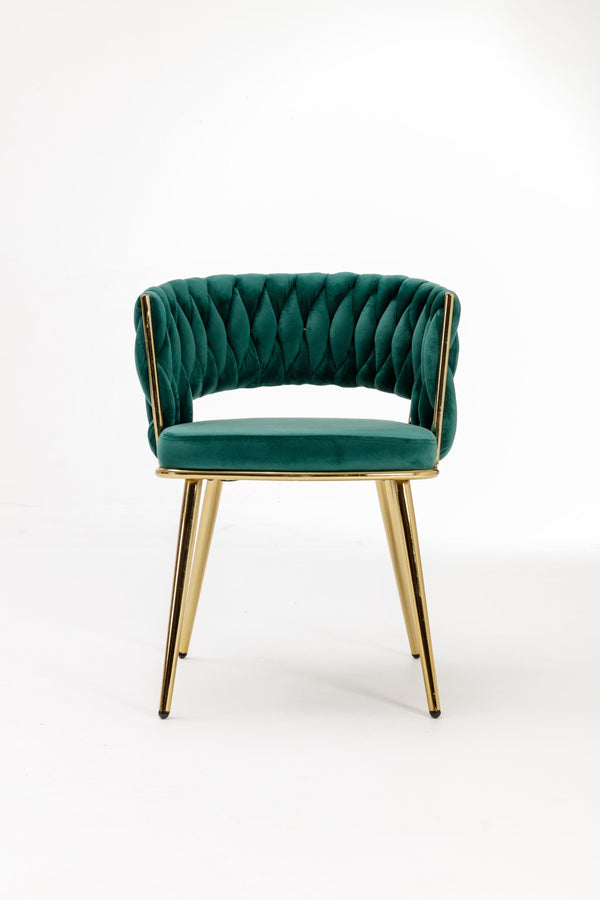 English Elm Hengming Velvet Wingback Dining Chairs with Gold Legs Mid-century Set of 2 W212P423103