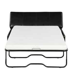 English Elm Twin Folding Ottoman Guest Sleeper Pu Leather Convertible Bed for Studio Apartments Black Pu WF307724AAB