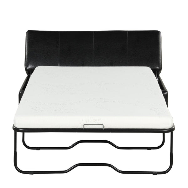 English Elm Twin Folding Ottoman Guest Sleeper Pu Leather Convertible Bed for Studio Apartments Black Pu WF307724AAB