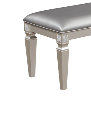 English Elm 1-Pc Modern Glam Long Bench Upholstered Seat 60" Sparkling Embellishments Silver Gray Finish Dining B011130714