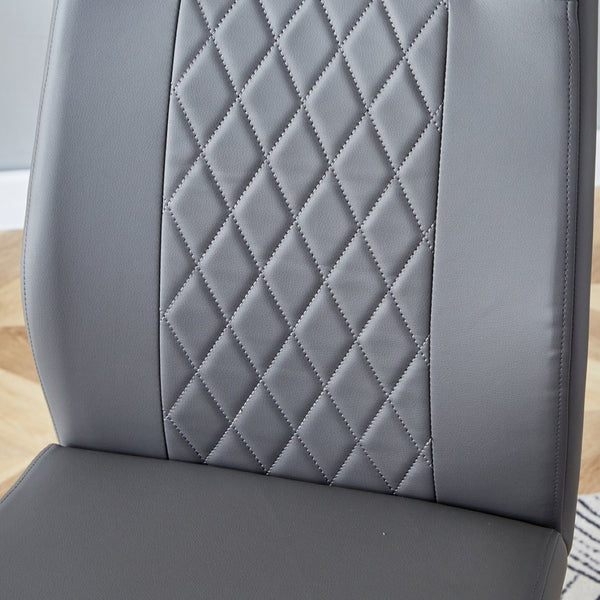 English Elm Modern Pu Leather Upholstered Dining Chairs Set of 8 with Chrome Metal Legs for Kitchen Grey W1151S00425