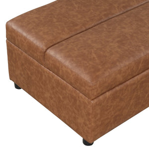 English Elm Twin Folding Ottoman Guest Sleeper Pu Leather Convertible Bed for Studio Apartments Brown WF307724AAD