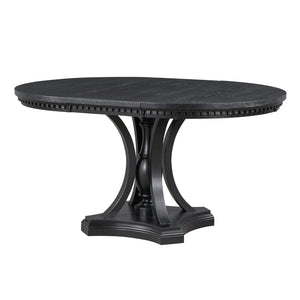 English Elm Trexm Retro Farmhouse Extendable Round Dining Set Oak Veneer Table with 4 Chairs ST000147AAB