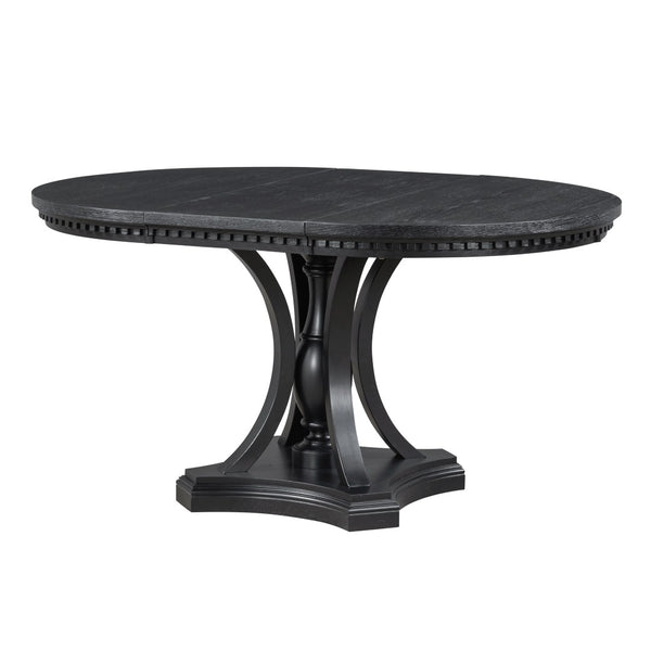 English Elm Trexm Retro Farmhouse Extendable Round Dining Set Oak Veneer Table with 4 Chairs ST000147AAB