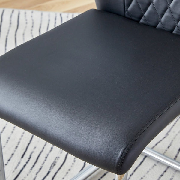 English Elm Modern Faux Leather Dining Side Chairs Set of 4 with Chrome Legs for Kitchen Table Black W115168231