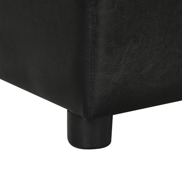 English Elm Twin Folding Ottoman Guest Sleeper Pu Leather Convertible Bed for Studio Apartments Black Pu WF307724AAB