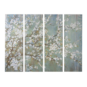 English Elm 18.5" Cherry Blossom Four Panel Canvas Wall Art Set for Living Room or Bedroom W2078130318