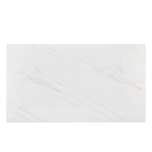 English Elm Only Tempered Glass Tabletop Gold Marble Vein Pattern Large Dining Desk Surface White W1151119533