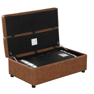 English Elm Twin Folding Ottoman Guest Sleeper Pu Leather Convertible Bed for Studio Apartments Brown WF307724AAD