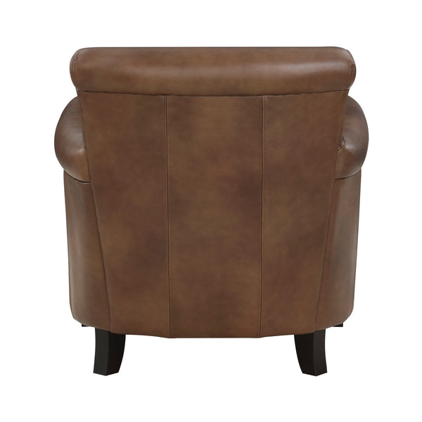 English Elm Classic Transitional Braintree Accent Chair Brown Top-Grain Leather Split-Grain Match Nailhead Trim Seating 31.5x35x34" B011130718