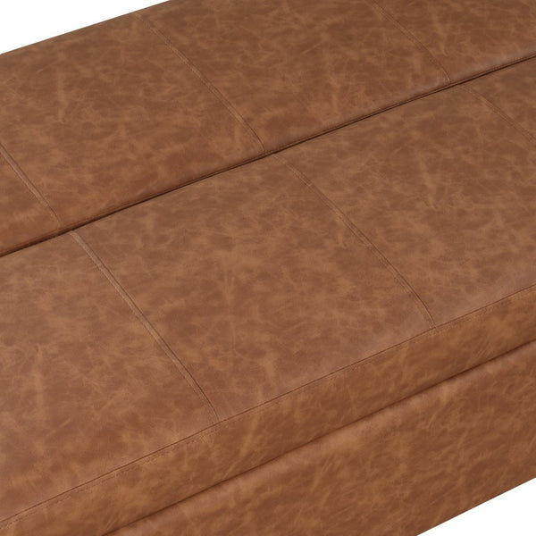 English Elm Twin Folding Ottoman Guest Sleeper Pu Leather Convertible Bed for Studio Apartments Brown WF307724AAD