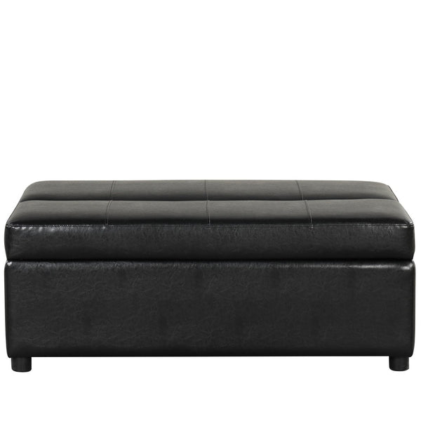 English Elm Twin Folding Ottoman Guest Sleeper Pu Leather Convertible Bed for Studio Apartments Black Pu WF307724AAB