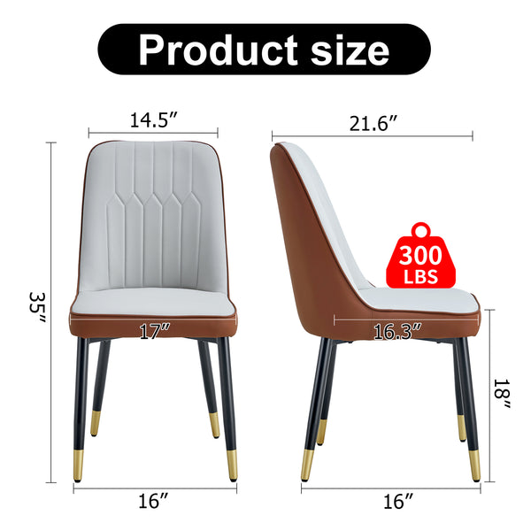 English Elm A modern dining chair with dual-tone PU upholstery, padded comfort seat and sturdy black metal legs Brown+Light Gray W1151138283