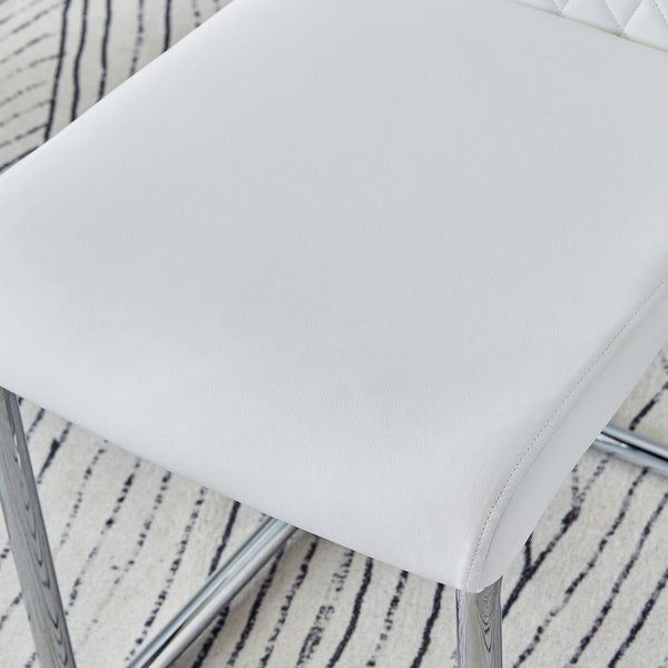 English Elm Modern Padded Dining Chair with Faux Leather Upholstery and Metal Legs — Comfortable, Easy Assembly, Floor-Protecting Feet, Set of 4 White W115168230