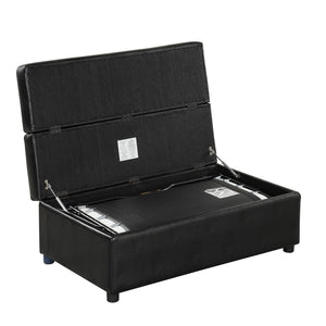 English Elm Twin Folding Ottoman Guest Sleeper Pu Leather Convertible Bed for Studio Apartments Black Pu WF307724AAB