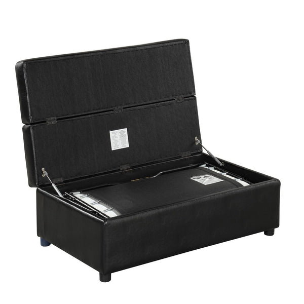 English Elm Twin Folding Ottoman Guest Sleeper Pu Leather Convertible Bed for Studio Apartments Black Pu WF307724AAB