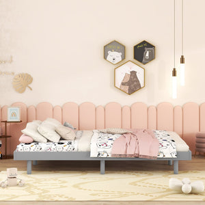 English Elm Modern Floating Twin Platform Bed Rubberwood Legs Low Profile Minimalist Frame W697123292