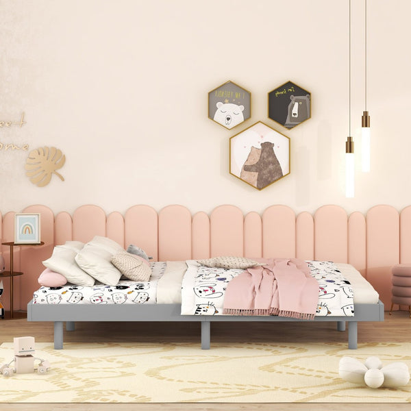English Elm Modern Floating Twin Platform Bed Rubberwood Legs Low Profile Minimalist Frame W697123292