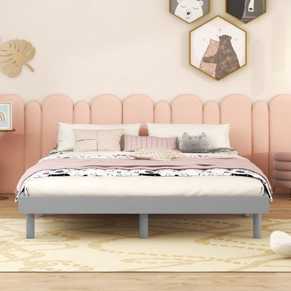 English Elm Modern Floating Twin Platform Bed Rubberwood Legs Low Profile Minimalist Frame W697123292
