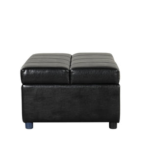 English Elm Twin Folding Ottoman Guest Sleeper Pu Leather Convertible Bed for Studio Apartments Black Pu WF307724AAB