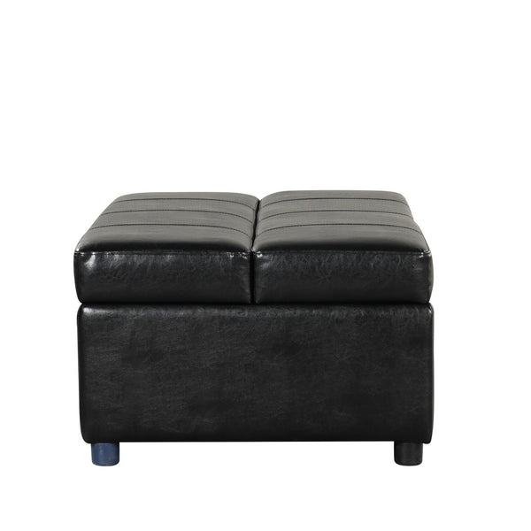 English Elm Twin Folding Ottoman Guest Sleeper Pu Leather Convertible Bed for Studio Apartments Black Pu WF307724AAB