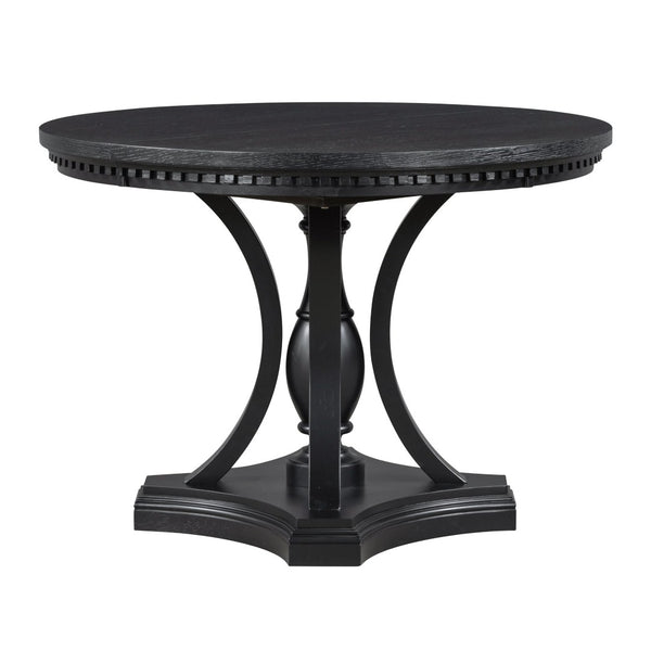 English Elm Trexm Retro Farmhouse Extendable Round Dining Set Oak Veneer Table with 4 Chairs ST000147AAB