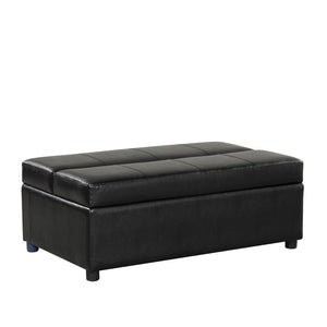 English Elm Twin Folding Ottoman Guest Sleeper Pu Leather Convertible Bed for Studio Apartments Black Pu WF307724AAB
