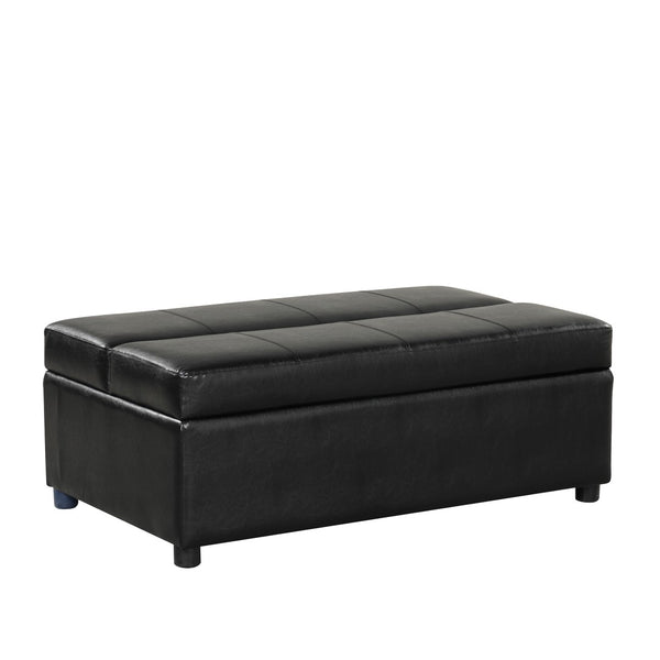 English Elm Twin Folding Ottoman Guest Sleeper Pu Leather Convertible Bed for Studio Apartments Black Pu WF307724AAB