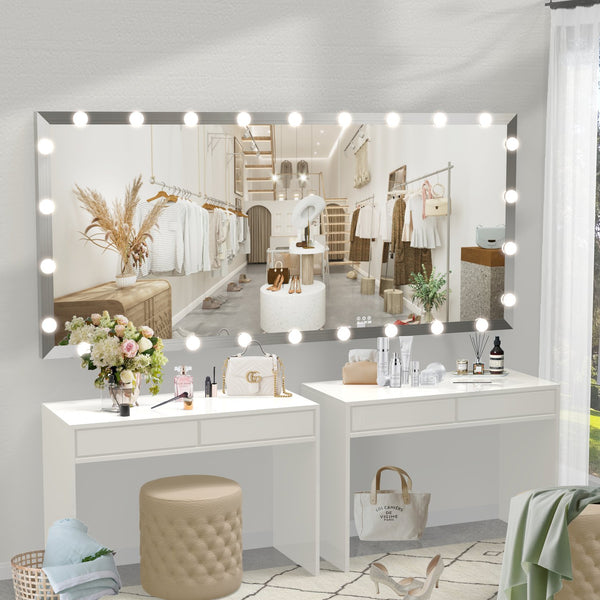 English Elm Hollywood Oversized 72x32 LED Full Length Mirror with Touch Control, 3 Color & Brightness Modes, Silver W708P379305