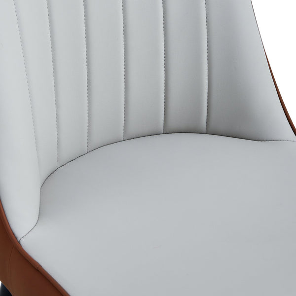 English Elm A modern dining chair with dual-tone PU upholstery, padded comfort seat and sturdy black metal legs Brown+Light Gray W1151138283