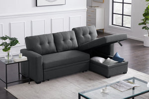 English Elm Upholstered Sleeper Sectional with Storage Chaise for Living Room or Studio B102P247101