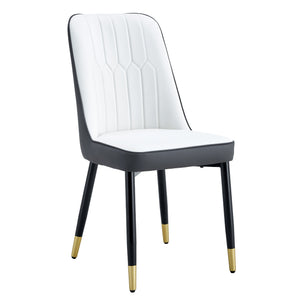 English Elm A modern dining chair with dual-tone white & gray PU, padded seat and black metal legs, set of 2 W1151P147207