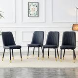 English Elm 1 Table and 6 Black Chairs. The Table Features A Black Imitation Marble Pattern Desktop and Black Gold Mdf Legs. Pair With 6 Black Pu Chairs. F-Sq C-007