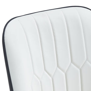 English Elm A modern dining chair with dual-tone white & gray PU, padded seat and black metal legs, set of 2 W1151P147207