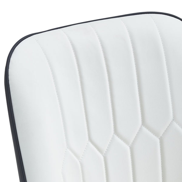 English Elm A modern dining chair with dual-tone white & gray PU, padded seat and black metal legs, set of 2 W1151P147207