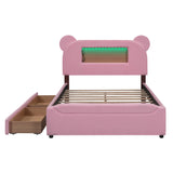 Hearth and Haven Full Size Upholstered Storage Platform Bed with Cartoon Ears Headboard, Led and Usb GX000553AAH