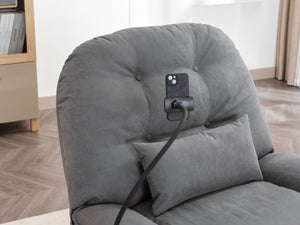 English Elm Power Recliner 270° Swivel Glider with Bluetooth Speakers, USB Charging, Phone Holder, Cup Storage Grey W1752128133